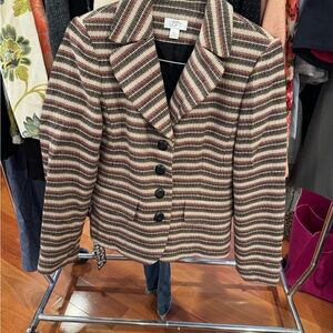 LOFT Women's Striped Jacket - Black, Brown, Cream